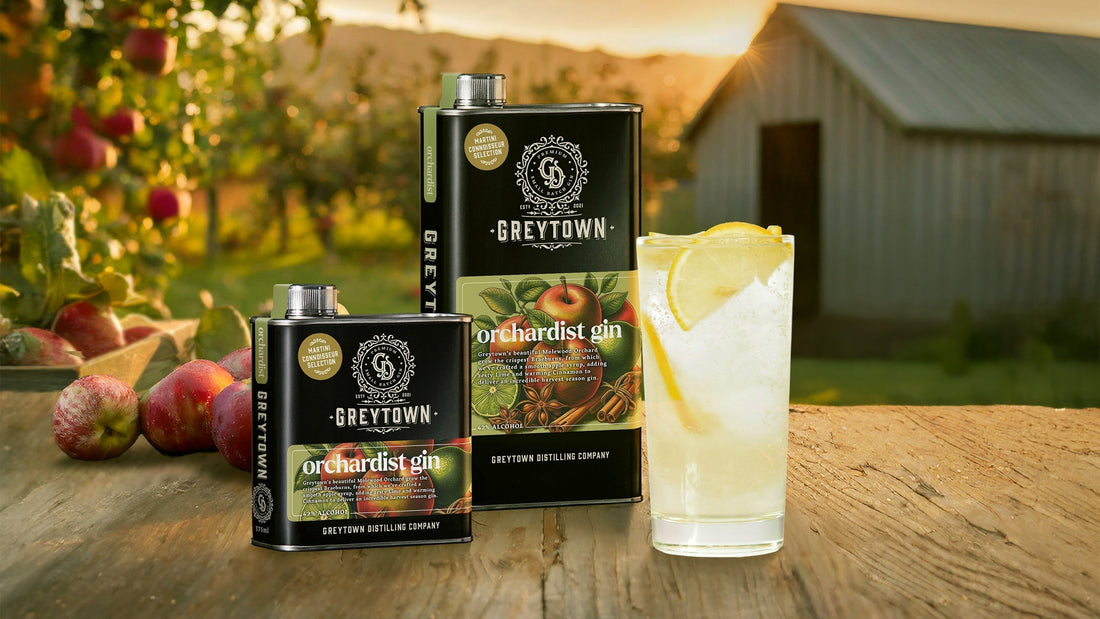 Greytown Distilling Co. Orchardist Connoisseur premium gin in 375ml and 750ml stainless steel flasks - buy New Zealand spirits online for your best cocktail recipes
