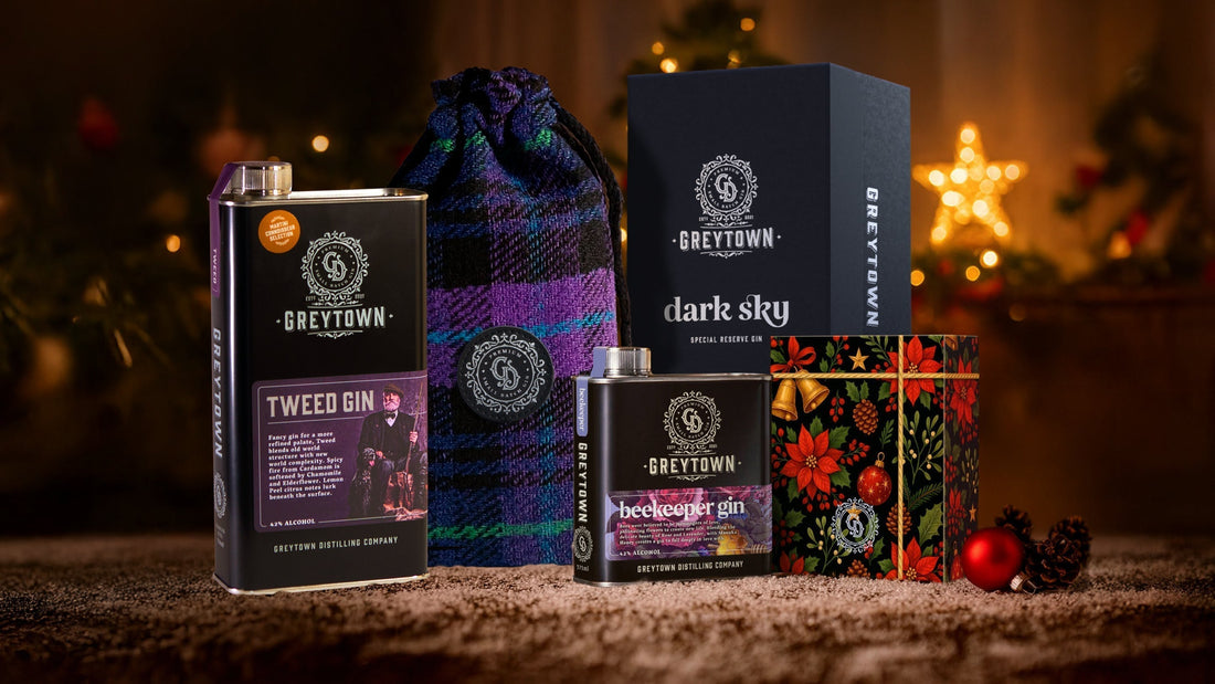 Greytown Distilling Co. premium gins; 750ml Tweed in a gift sack, 375ml Beekeeper in a gift box, Dark Sky Reserve Limited Edition gift box - buy New Zealand spirits for your best cocktail recipe