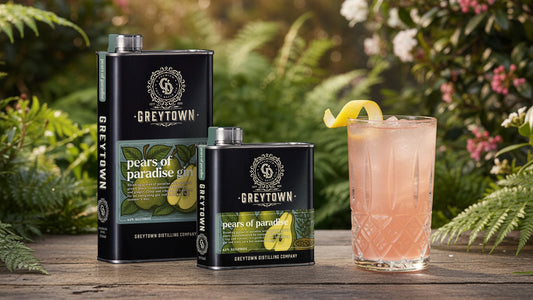 Greytown Distilling Co. Pears of Paradise premium gin in 375ml and 750ml stainless steel flasks - buy New Zealand spirits online for your best cocktail recipes