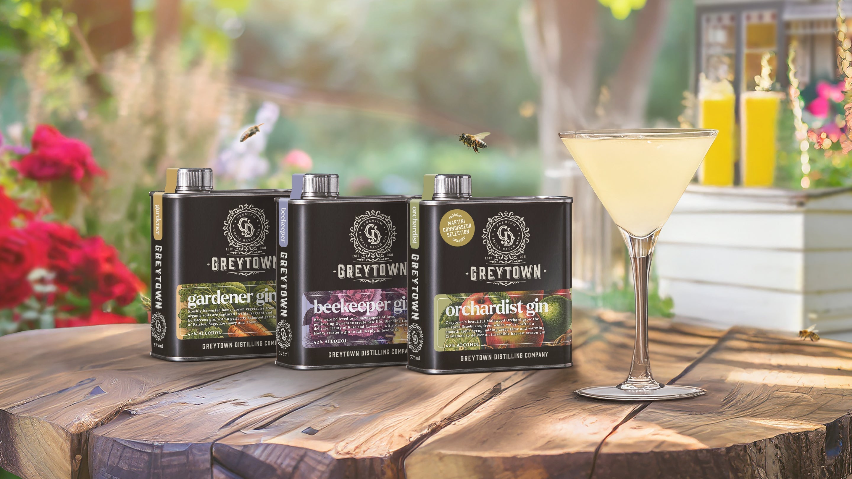 Greytown Distilling Co Villager Selection premium gin in 375ml steel flasks - buy New Zealand spirits online for your best cocktail recipes