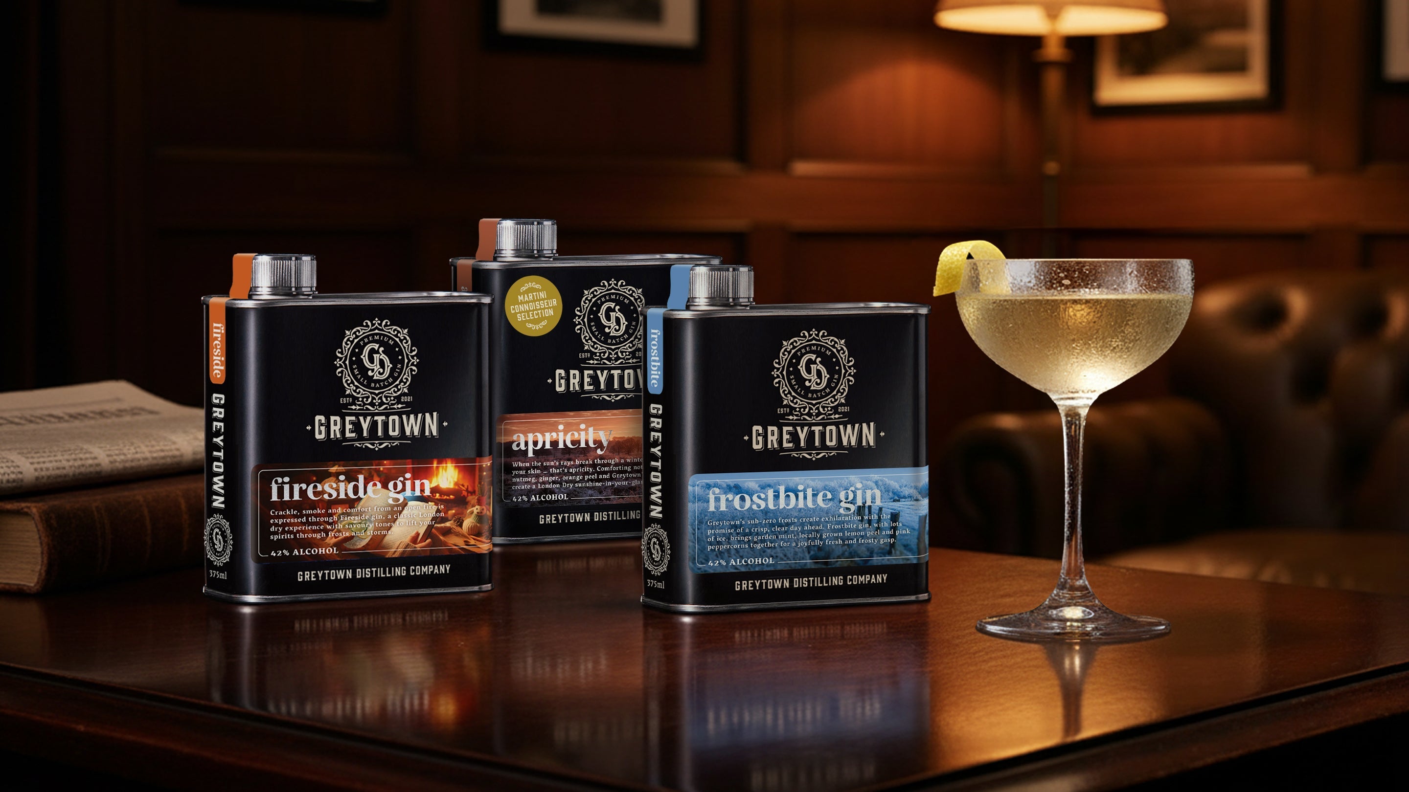 Greytown Distilling Co Solstice Selection premium gin in 375ml steel flasks - buy New Zealand spirits online for your best cocktail recipes