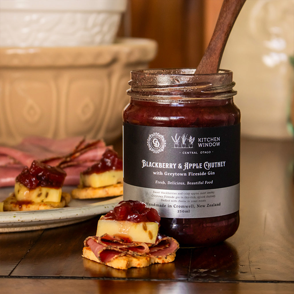 Greytown Distilling Co. Blackberry and Apple Chutney with Fireside premium gin. For the best gin gifts, buy online direct from the coolest gin distillery on the planet. 