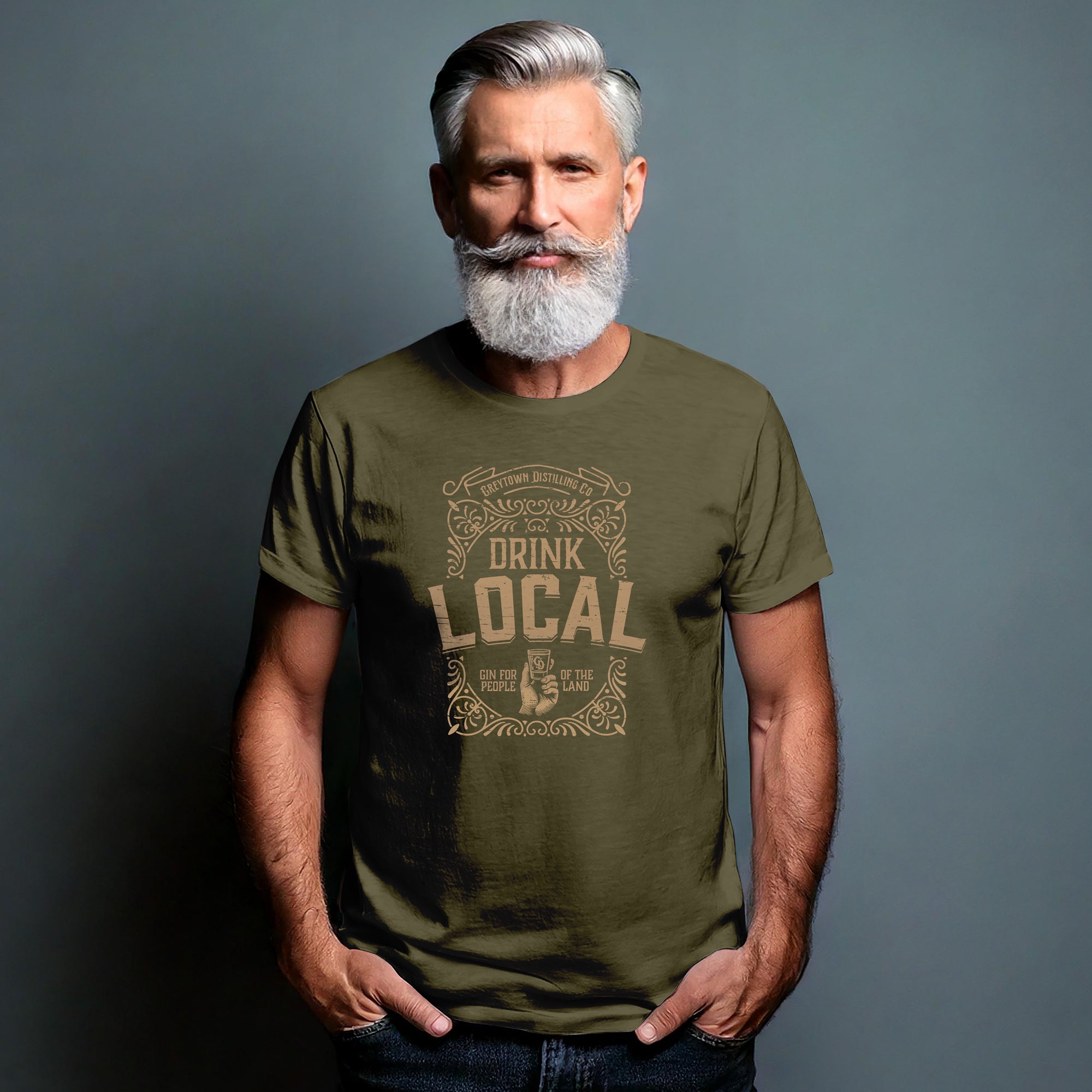 Greytown Distilling Co. premium gin t-shirt - Drink Local. Buy online direct from the coolest gin distillery on the planet. 