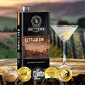 Greytown Distilling Co. Settler premium gin in a 750ml stainless steel flask is both spicy and earthy with a ginger and lemon zing – order gin online for a bountiful, botanical gin gift