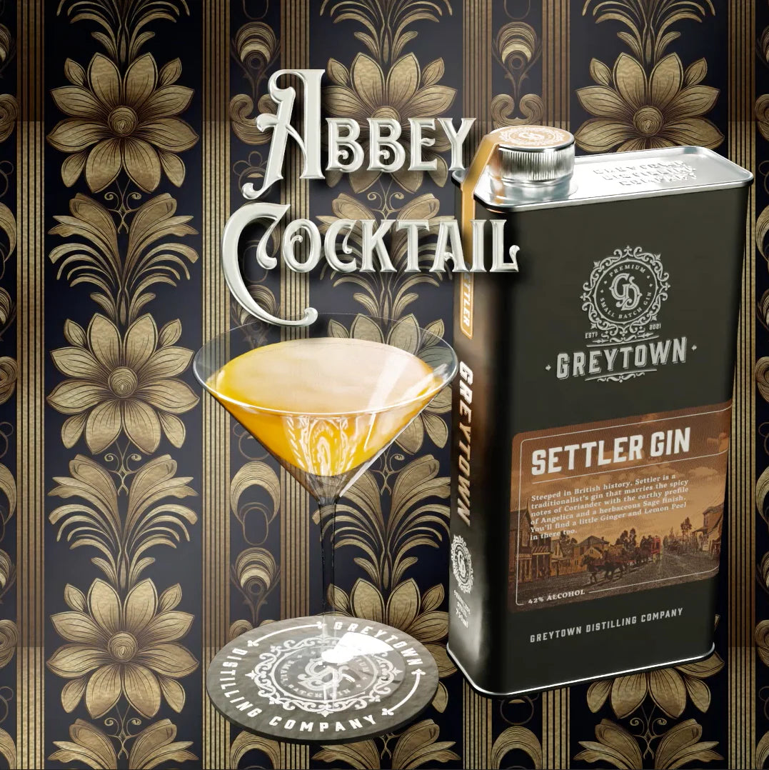 Greytown Distilling Co. best gin cocktail recipe for an Abbey Cocktail with Settler gin in a 750ml stainless steel flask – buy this luxurious liquor online or give the gift of gin to someone you love