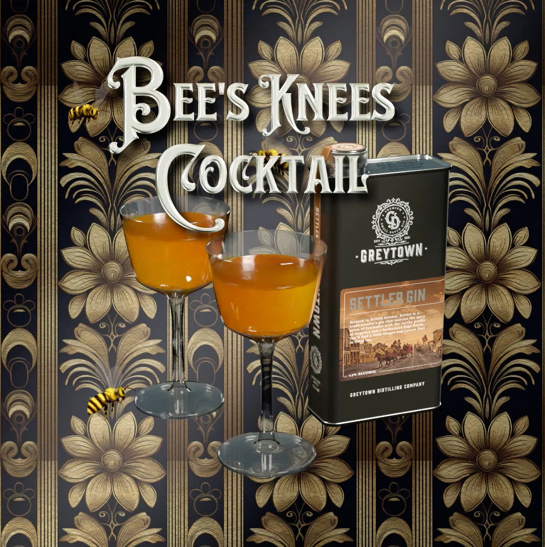 Greytown Distilling Co. best gin cocktail recipe for a Bee’s Knees Cocktail with Settler gin in a 750ml stainless steel flask – buy this luxurious liquor online or give the gift of gin to someone you love