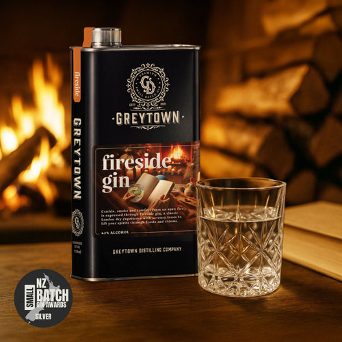 Greytown Distilling Co. Fireside premium gin in a 375ml stainless steel flask combines nutmeg, orange and malted barley in an artisanal New Zealand gin to truly elevate your cocktail recipes 