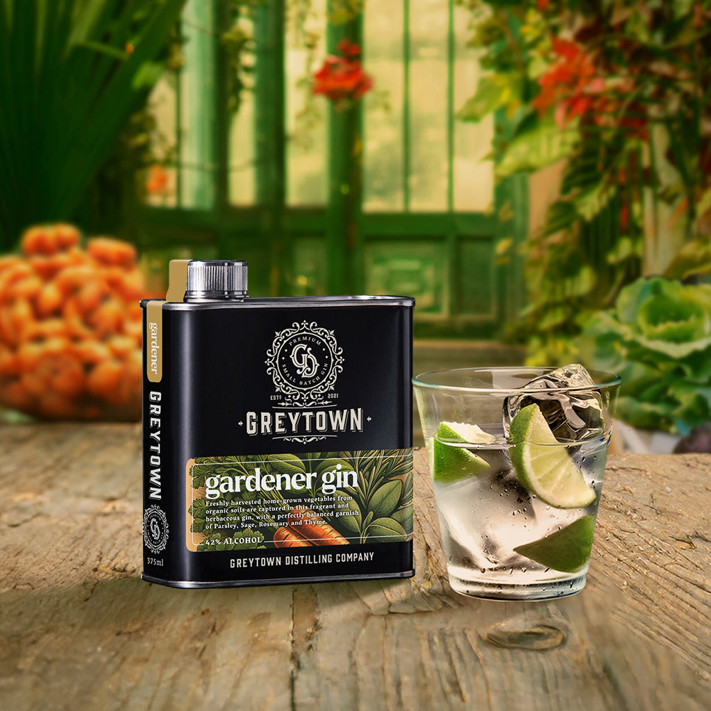 Greytown Distilling Co. Gardener premium gin in a 375ml stainless steel flask, this backyard botanical gin elevates your favourite gin cocktails – share the bounty when you order online today