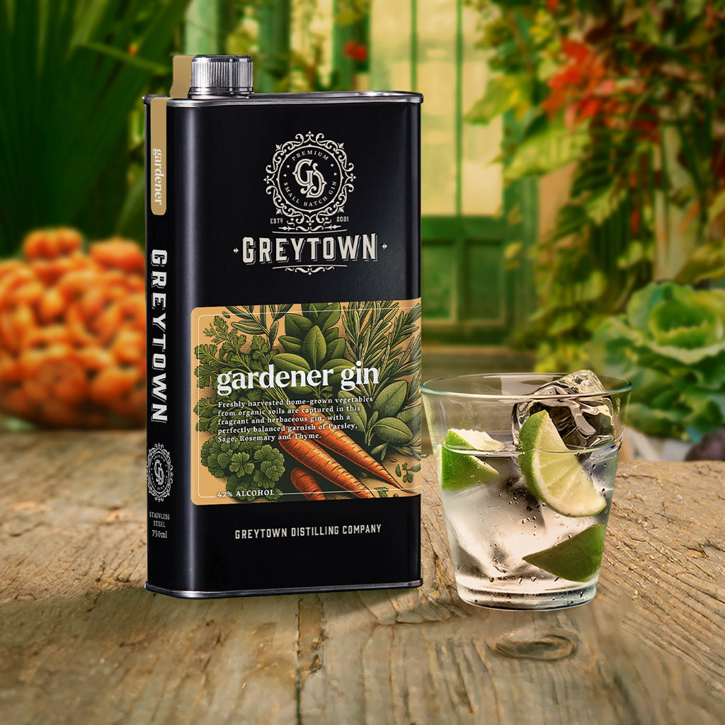 Greytown Distilling Co. Gardener premium gin in a 750ml stainless steel flask, this backyard botanical gin elevates your favourite gin cocktails – share the bounty when you order online today